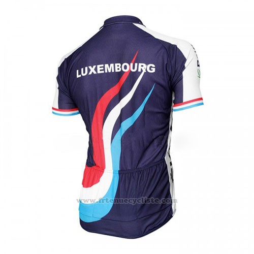 2016 Maillot Cyclisme Luxembourg Bleu et Blanc Manches Courtes et Cuissard